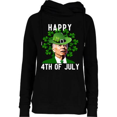 Funny Leprechaun St Patricks Day, Joe Biden Happy 4th Of July, Biden St Patricks Day Womens Funnel Neck Pullover Hood