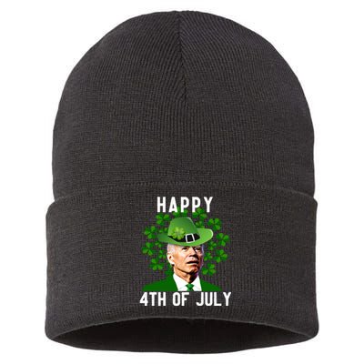 Funny Leprechaun St Patricks Day, Joe Biden Happy 4th Of July, Biden St Patricks Day Sustainable Knit Beanie