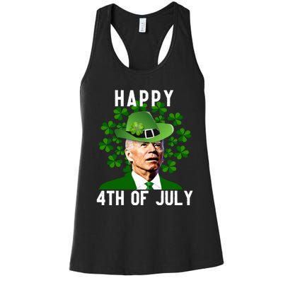 Funny Leprechaun St Patricks Day, Joe Biden Happy 4th Of July, Biden St Patricks Day Women's Racerback Tank