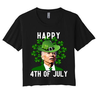 Funny Leprechaun St Patricks Day, Joe Biden Happy 4th Of July, Biden St Patricks Day Women's Crop Top Tee