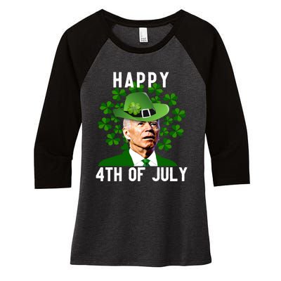 Funny Leprechaun St Patricks Day, Joe Biden Happy 4th Of July, Biden St Patricks Day Women's Tri-Blend 3/4-Sleeve Raglan Shirt