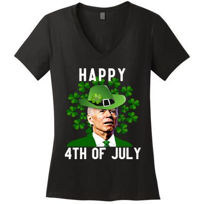 Funny Leprechaun St Patricks Day, Joe Biden Happy 4th Of July, Biden St Patricks Day Women's V-Neck T-Shirt