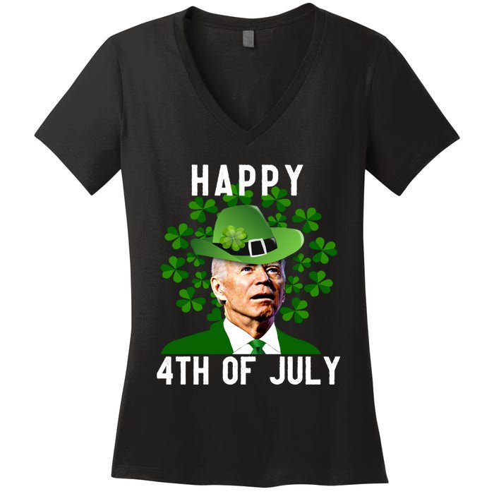 Funny Leprechaun St Patricks Day, Joe Biden Happy 4th Of July, Biden St Patricks Day Women's V-Neck T-Shirt