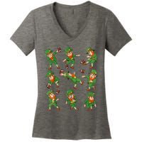 St Patricks Day Leprechaun Football Player Funny Women's V-Neck T-Shirt