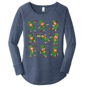 St Patricks Day Leprechaun Football Player Funny Women's Perfect Tri Tunic Long Sleeve Shirt