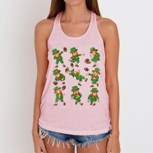 St Patricks Day Leprechaun Football Player Funny Women's Knotted Racerback Tank