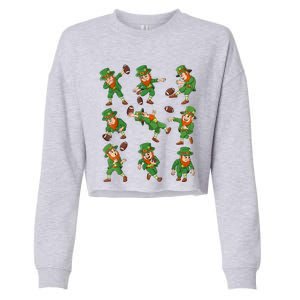 St Patricks Day Leprechaun Football Player Funny Cropped Pullover Crew