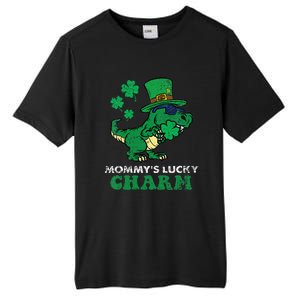 St Patricks Day Mommys Lucky Charm TRex Tall Fusion ChromaSoft Performance T-Shirt