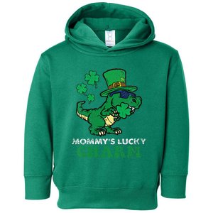 St Patricks Day Mommys Lucky Charm TRex Toddler Hoodie