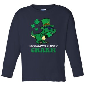 St Patricks Day Mommys Lucky Charm TRex Toddler Long Sleeve Shirt