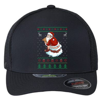 Santa Pooping Down The Chimney Ugly Sweater Christmas Flexfit Unipanel Trucker Cap