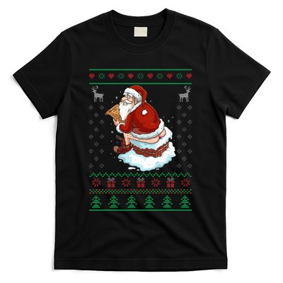 Santa Pooping Down The Chimney Ugly Sweater Christmas T-Shirt