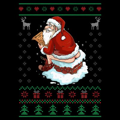 Santa Pooping Down The Chimney Ugly Sweater Christmas T-Shirt