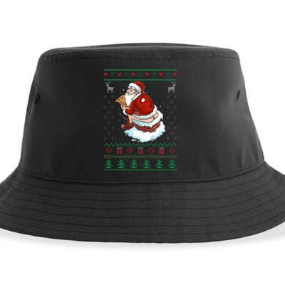 Santa Pooping Down The Chimney Ugly Sweater Christmas Sustainable Bucket Hat