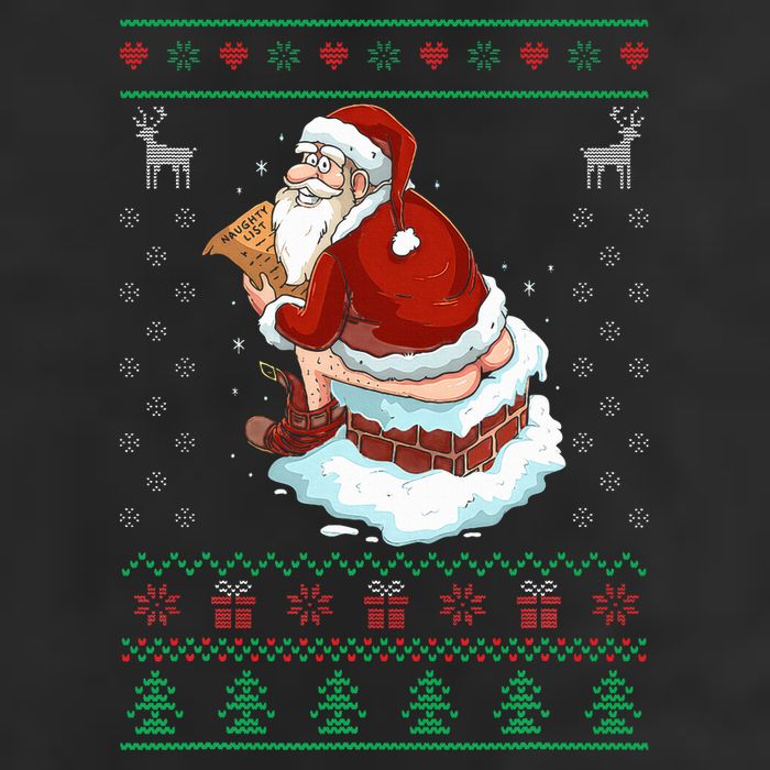 Santa Pooping Down The Chimney Ugly Sweater Christmas Adult Drive Performance Visor
