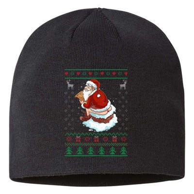 Santa Pooping Down The Chimney Ugly Sweater Christmas Sustainable Beanie