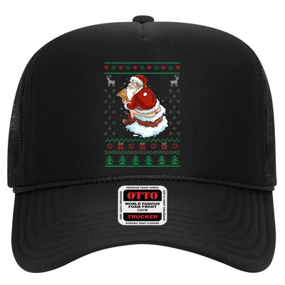 Santa Pooping Down The Chimney Ugly Sweater Christmas Trucker Hat