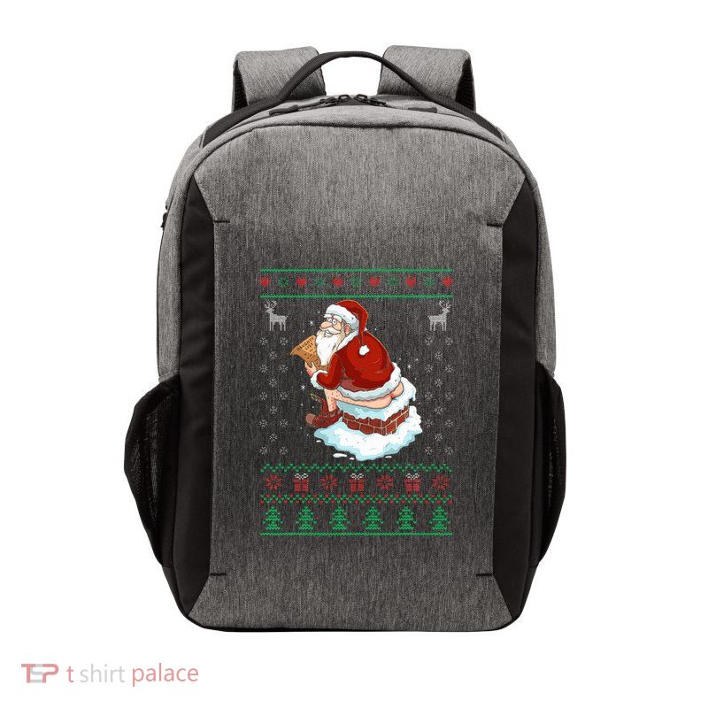Santa Pooping Down The Chimney Ugly Sweater Christmas Vector Backpack
