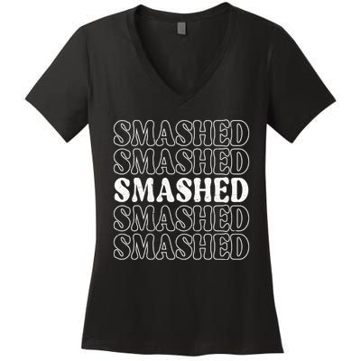 Smashed Party Drunk Retro Women's V-Neck T-Shirt