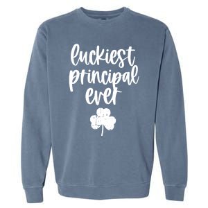 St Patricks Day Clover Shamrock Funny Principal Of School Cool Gift Garment-Dyed Sweatshirt