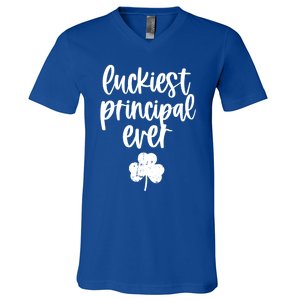 St Patricks Day Clover Shamrock Funny Principal Of School Cool Gift V-Neck T-Shirt