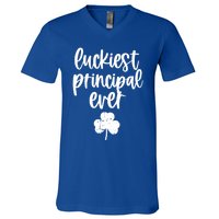 St Patricks Day Clover Shamrock Funny Principal Of School Cool Gift V-Neck T-Shirt