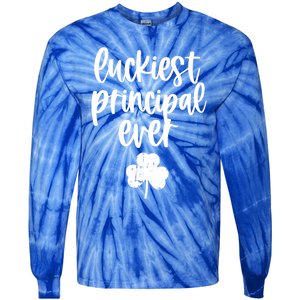 St Patricks Day Clover Shamrock Funny Principal Of School Cool Gift Tie-Dye Long Sleeve Shirt