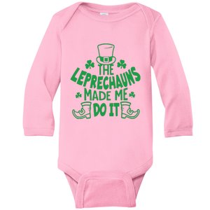 St. Patrick’s Day The Leprechauns Made Me Do It Baby Long Sleeve Bodysuit