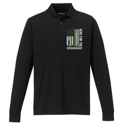 St Patricks Day Here For The Shenanigans St Patricks Day Performance Long Sleeve Polo