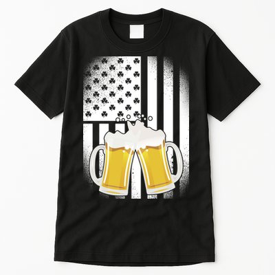 St. Patricks Day Beer Shamrock American Flag Tall T-Shirt