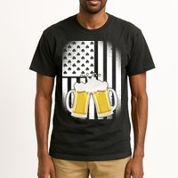 St. Patricks Day Beer Shamrock American Flag Tall T-Shirt