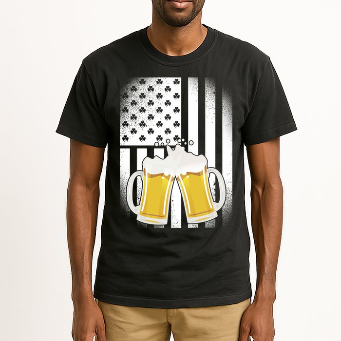 St. Patricks Day Beer Shamrock American Flag Tall T-Shirt