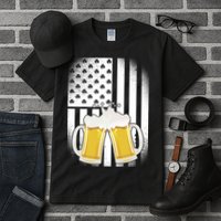 St. Patricks Day Beer Shamrock American Flag Tall T-Shirt