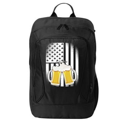 St. Patricks Day Beer Shamrock American Flag City Backpack