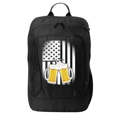 St. Patricks Day Beer Shamrock American Flag City Backpack