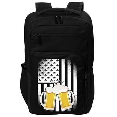 St. Patricks Day Beer Shamrock American Flag Impact Tech Backpack