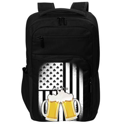 St. Patricks Day Beer Shamrock American Flag Impact Tech Backpack