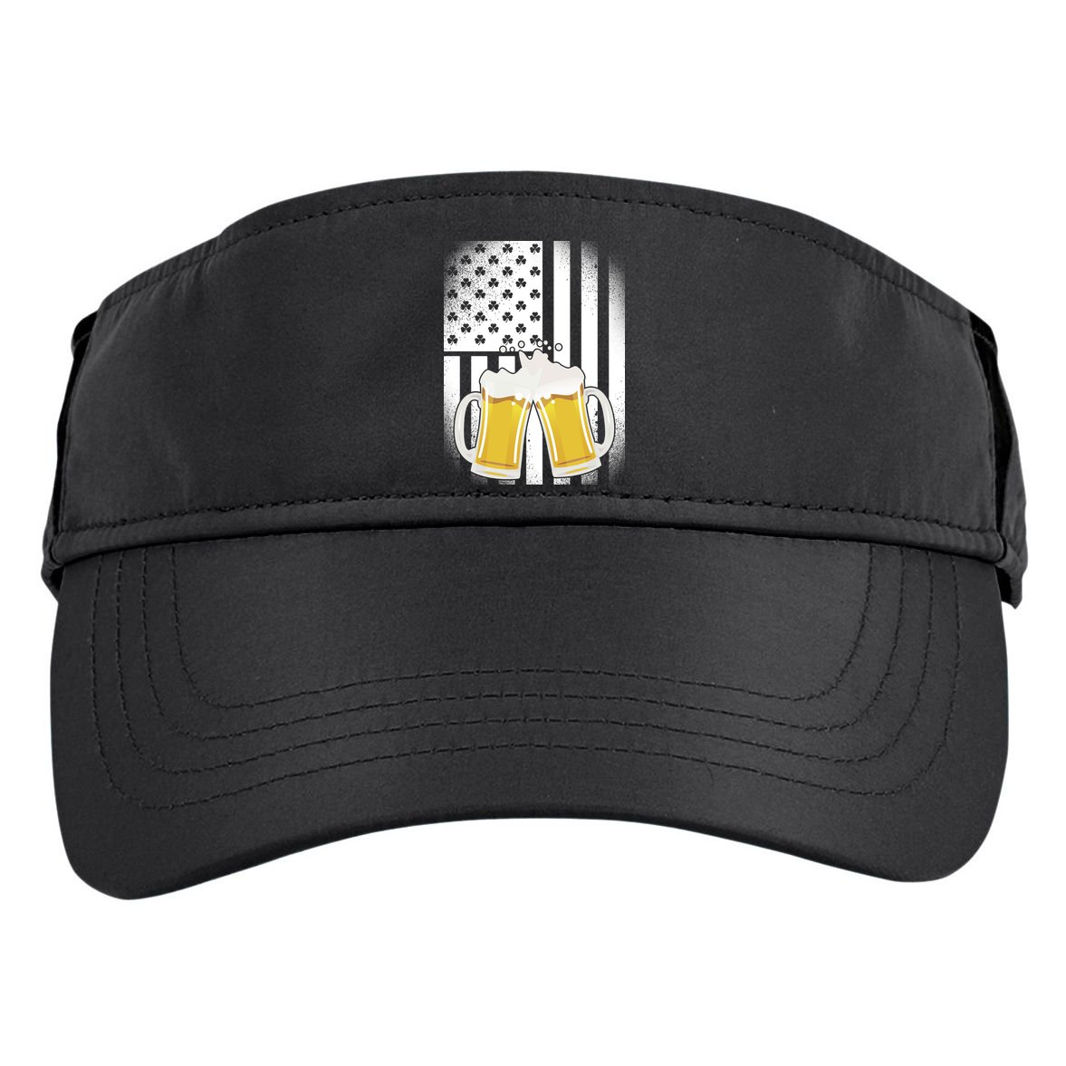 St. Patricks Day Beer Shamrock American Flag Adult Drive Performance Visor