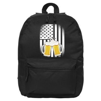 St. Patricks Day Beer Shamrock American Flag 16 in Basic Backpack