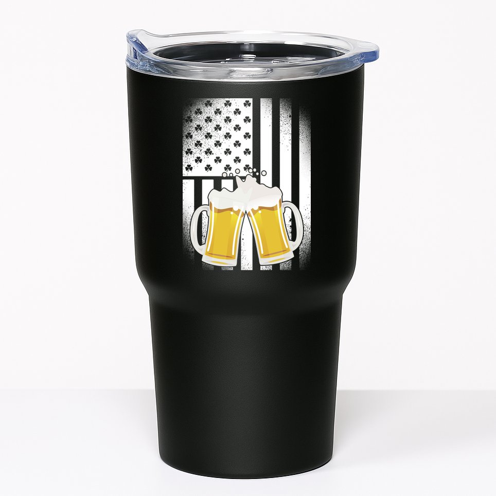 St. Patricks Day Beer Shamrock American Flag Tumbler