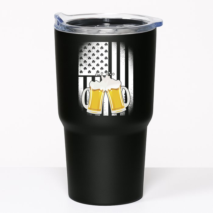 St. Patricks Day Beer Shamrock American Flag Tumbler