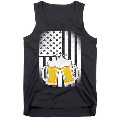 St. Patricks Day Beer Shamrock American Flag Tank Top