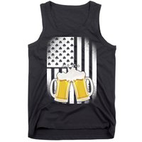 St. Patricks Day Beer Shamrock American Flag Tank Top