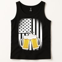 St. Patricks Day Beer Shamrock American Flag Tank Top