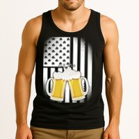 St. Patricks Day Beer Shamrock American Flag Tank Top