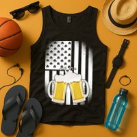 St. Patricks Day Beer Shamrock American Flag Tank Top