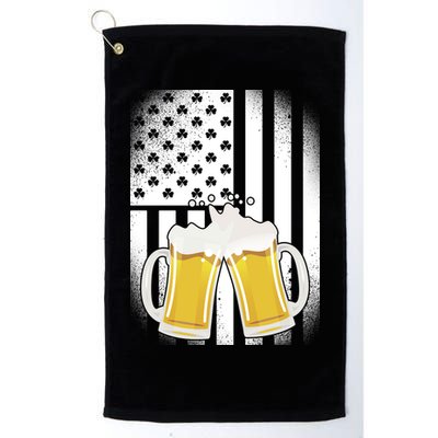 St. Patricks Day Beer Shamrock American Flag Golf Towel