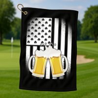 St. Patricks Day Beer Shamrock American Flag Golf Towel