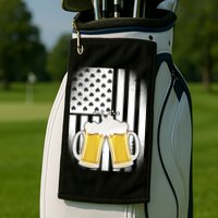St. Patricks Day Beer Shamrock American Flag Golf Towel