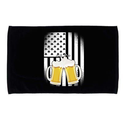 St. Patricks Day Beer Shamrock American Flag Microfiber Hand Towel